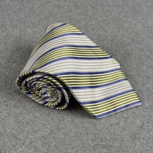 Grant Thomas Hand Sewn Silk Blue Green Stripe Necktie 100% Silk 60x3.9"